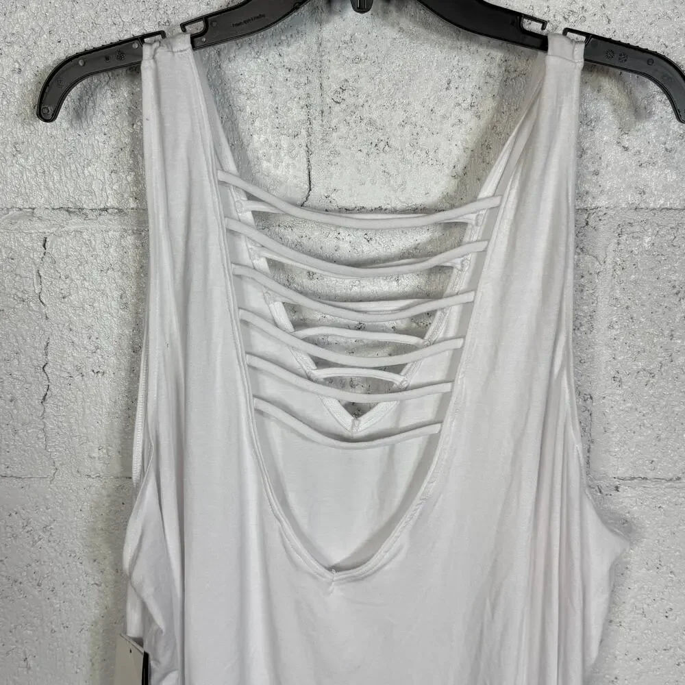 Salt + Cove JRs Strappy Plus Size Tank Dress Swim Cover-Up White 2X